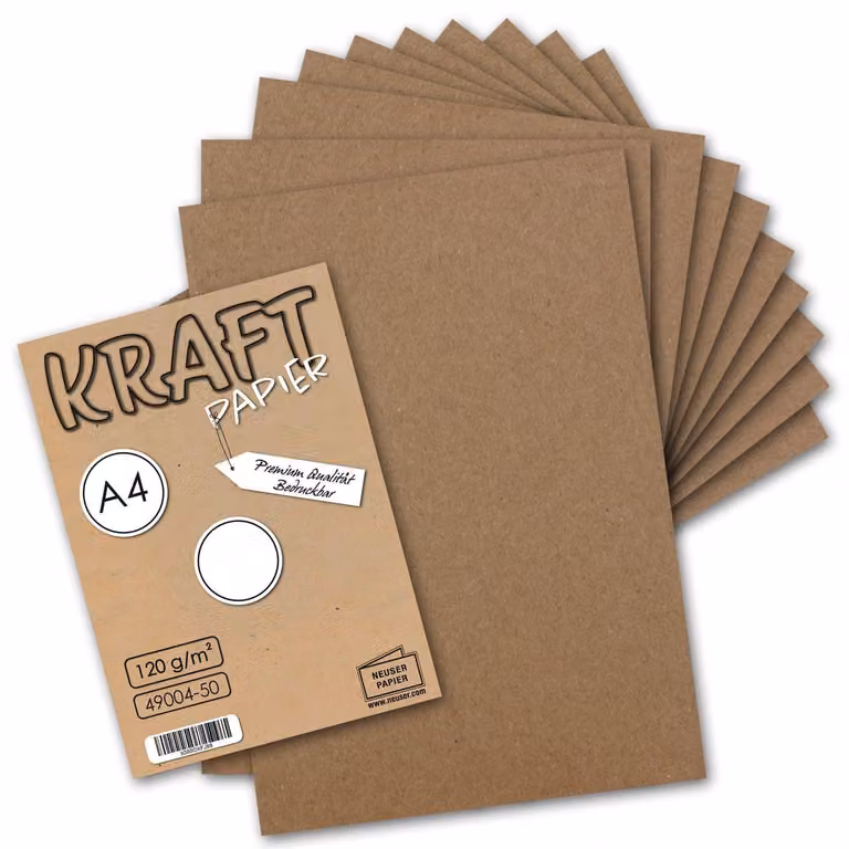 Carta kraft DIN A4, 120 g/m², marrone, 25 fogli, riciclata, biodegradabile