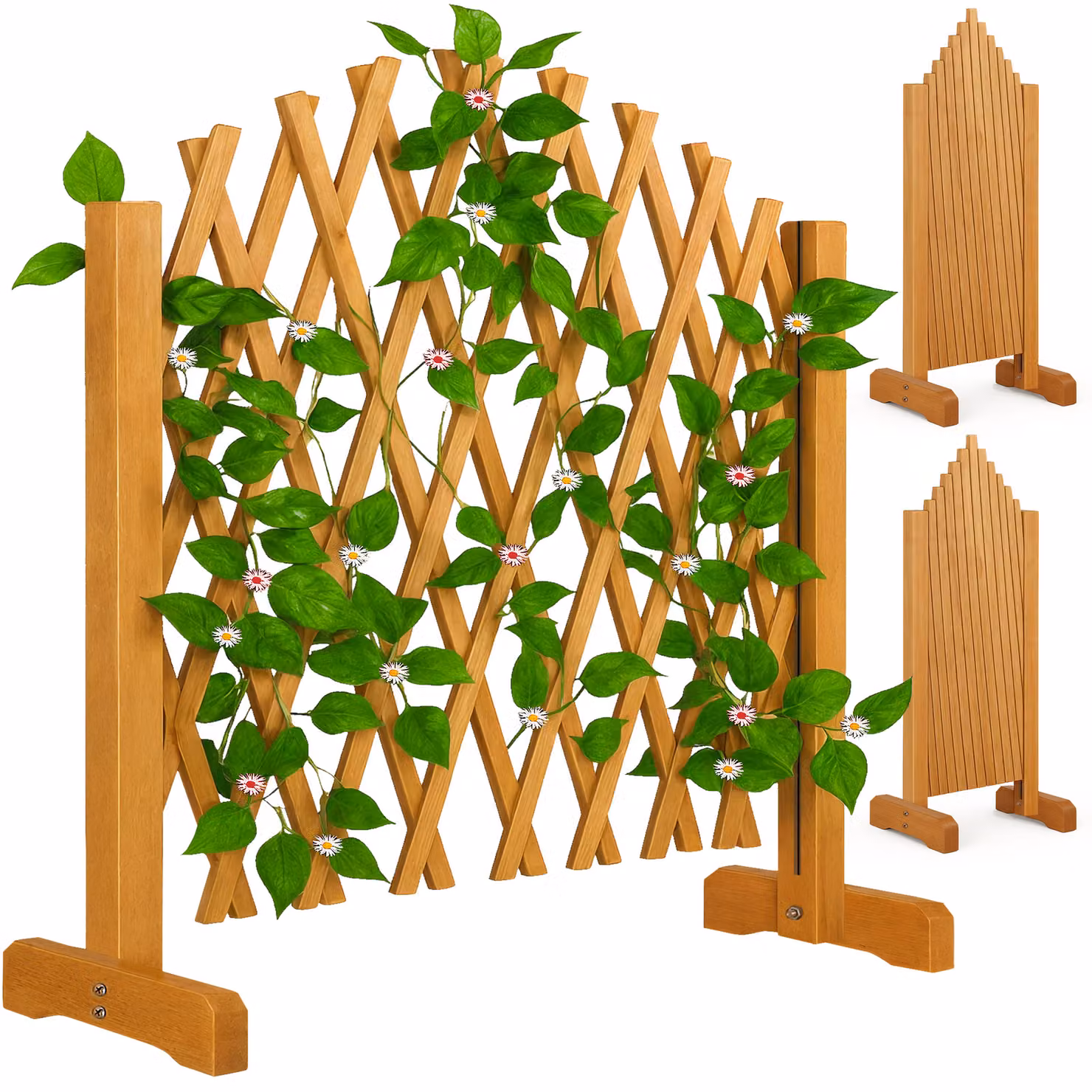 Set di 2 tralicci per rampicanti Gardebruk in legno marrone, supporto autoportante per piante ornamentali e da interno, H: 200 cm x L: 107 cm – 1