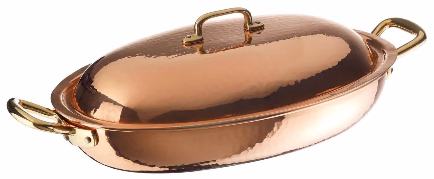 Tegame ovale con coperchio in rame Serie 15300, 36x28cm