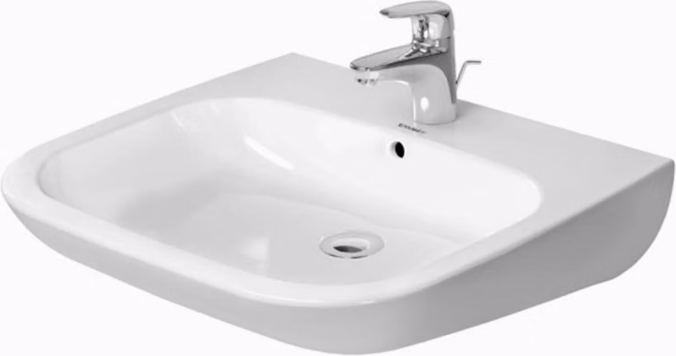 Duravit D-Code lavabo, avec trou pour robinetterie, avec trop-plein, 600x555x155mm, blanc brillant, 2312600000, 2312600000