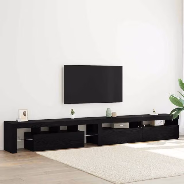 Mobile TV 3 pz-Mobile per TV-Credenza TV Rovere Nero 260 x 37 x 40 cm Legno multistrato 475536