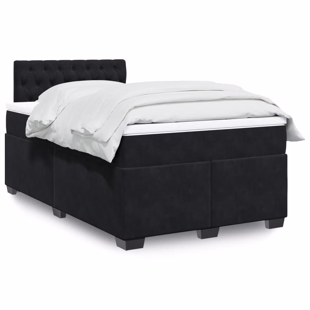 vidaXL Giroletto a Molle con Materasso in Velluto Nero L/P/H: 120 x 200 cm – 1