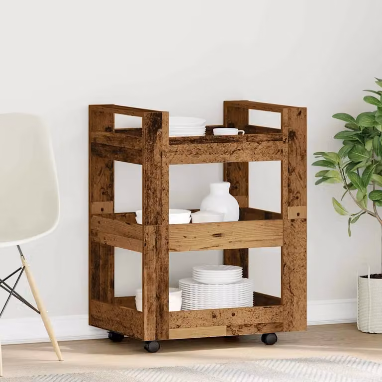 vidaXL Carrello da Cucina Moderno in Legno Marrone con Ruote L 60 cm x P 45 cm x H 80 cm