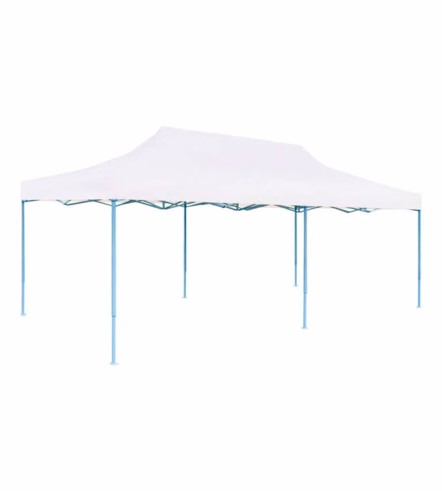 Tenda Pieghevole Pop-Up con Pareti Laterali 3x6m Acciaio Bianco