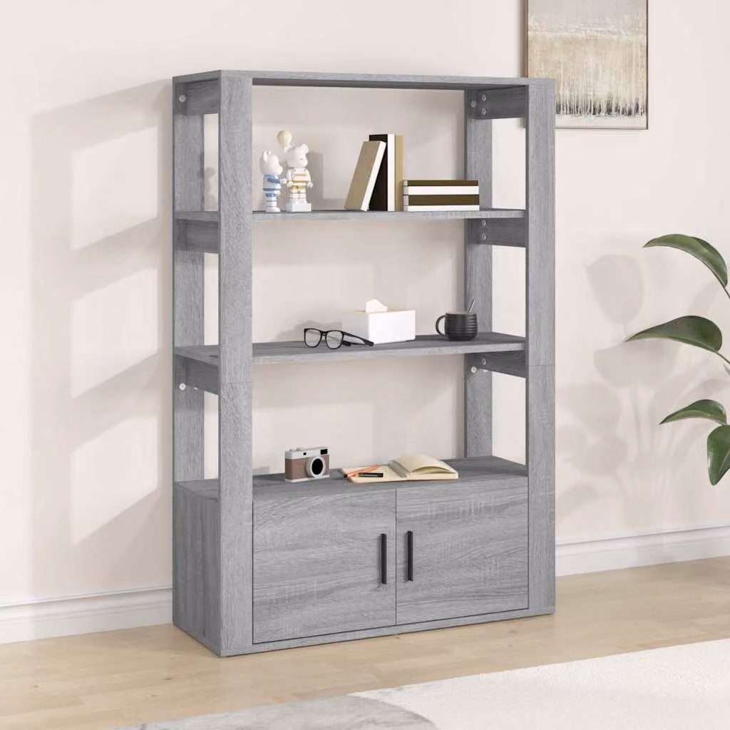 Credenza a parete vidaXL in legno MDF Grigio, L: 80 cm, P: 30 cm, H: 119,5 cm