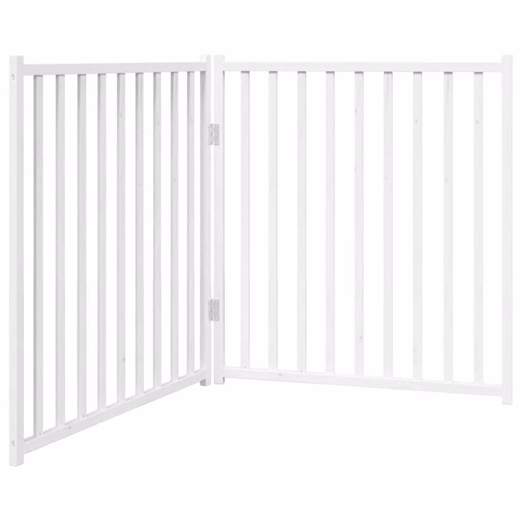 Cancello Cani Pieghevole 2 Pannelli Bianco 160cm Massello Abete