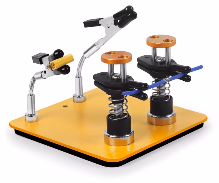 Supporto per saldatura a tre punti con doppia clip e base magnetica