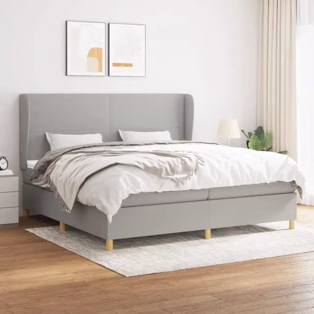 Letto Ibrido con Giroletto a Molle e Materasso vidaXL Grigio e Bianco L/P/H: 203 x 203 x 128 cm