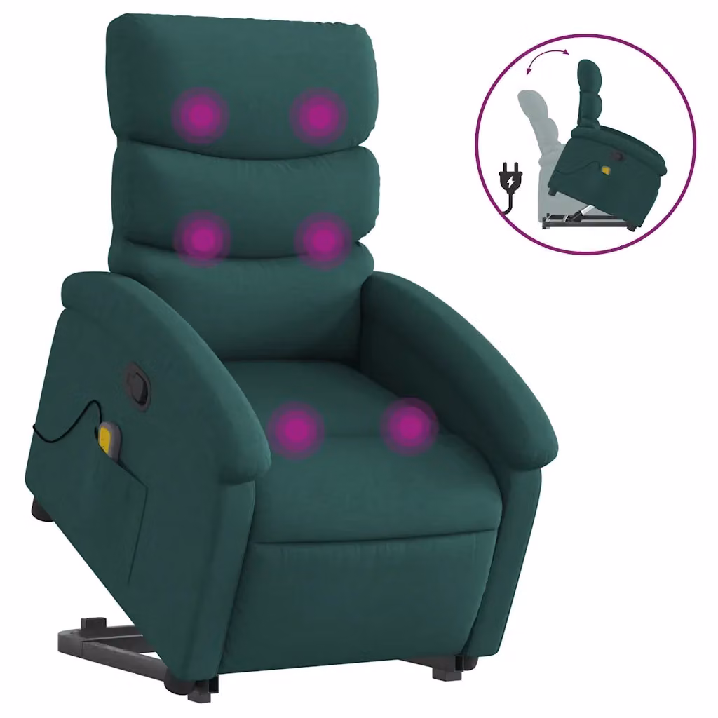 vidaXL Poltrona Alzapersona con Assistenza Elettrica Verde in Tessuto e Schiuma – 2