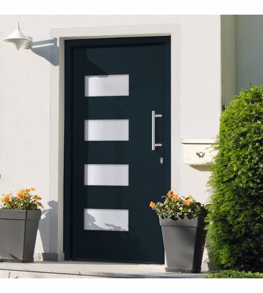 Porta d'Ingresso Moderna in Alluminio e PVC Antracite vidaXL L: 100 cm, H: 210 cm – 1
