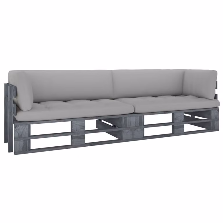 Maison Exclusive - Divano a due posti con cuscini, in legno di pino trattato, colore grigio