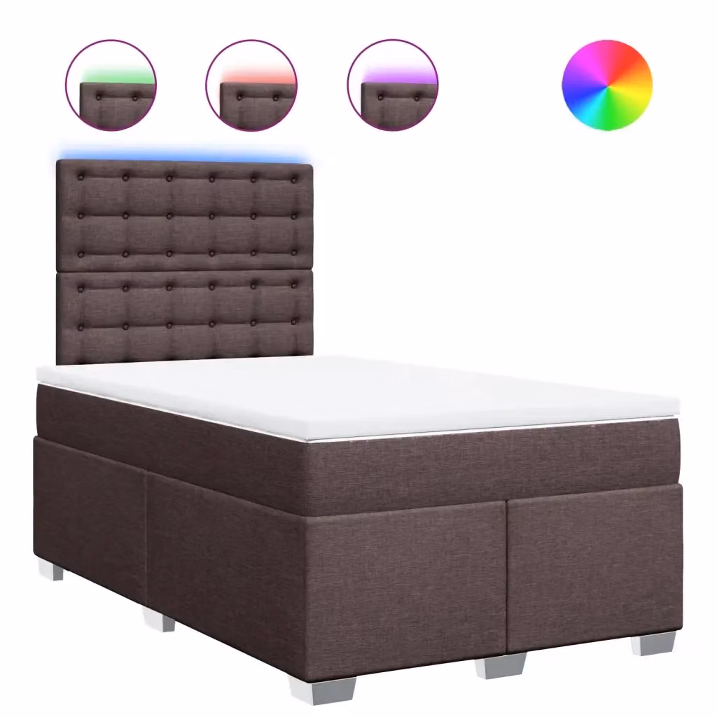 Letto Ibrido Moderno vidaXL con Materasso a Molle in Tessuto Marrone e Bianco L/P: 120 x 200 cm – 2