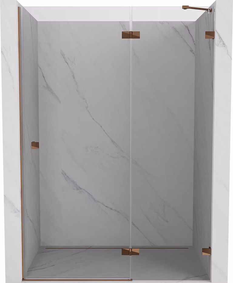 Mexen Lunar porta doccia a battente destra 135 cm, trasparente, oro rosa - 834-135-000-60-00-P