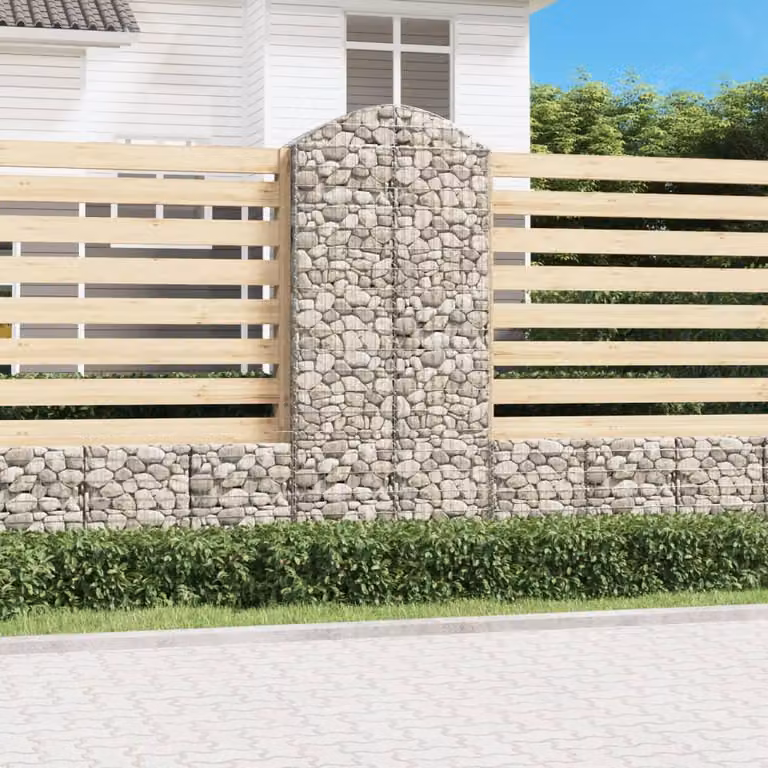 Cesto Gabbione ad Arco vidaXL in Acciaio Zincato Grigio L: 100 cm, P: 50 cm, H: 220/240 cm
