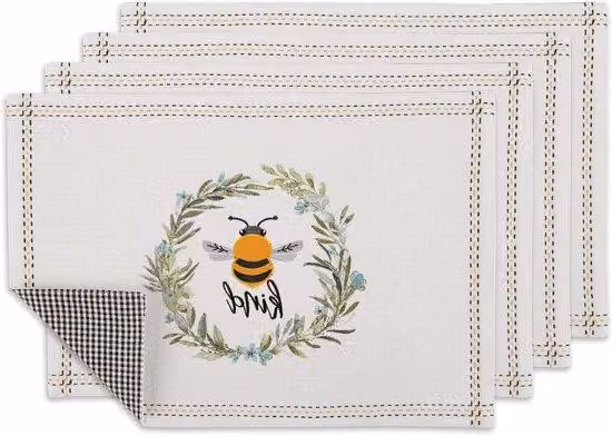 Set di tovagliette a quadretti - Tovagliette reversibili - 33 x 48 cm - 4 pezzi - Bianco e nero