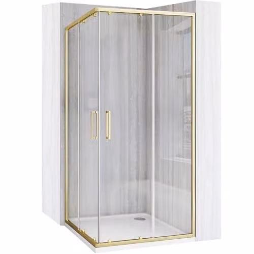 Rea - Box Doccia City 80X80 Gold Brush Cabina Doccia Senza Piatto Doccia Vetro Di Sicurezza Temperato Transparent 4mm, 5mm (D'Oro)