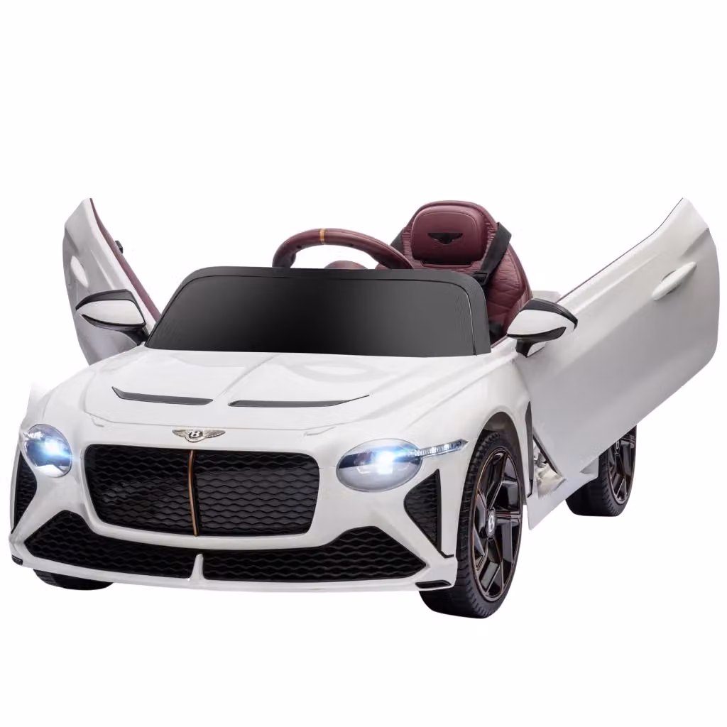 Auto elettrica per bambini Zephmum stile Bentley 12V bianca con effetti luce e suono – 2