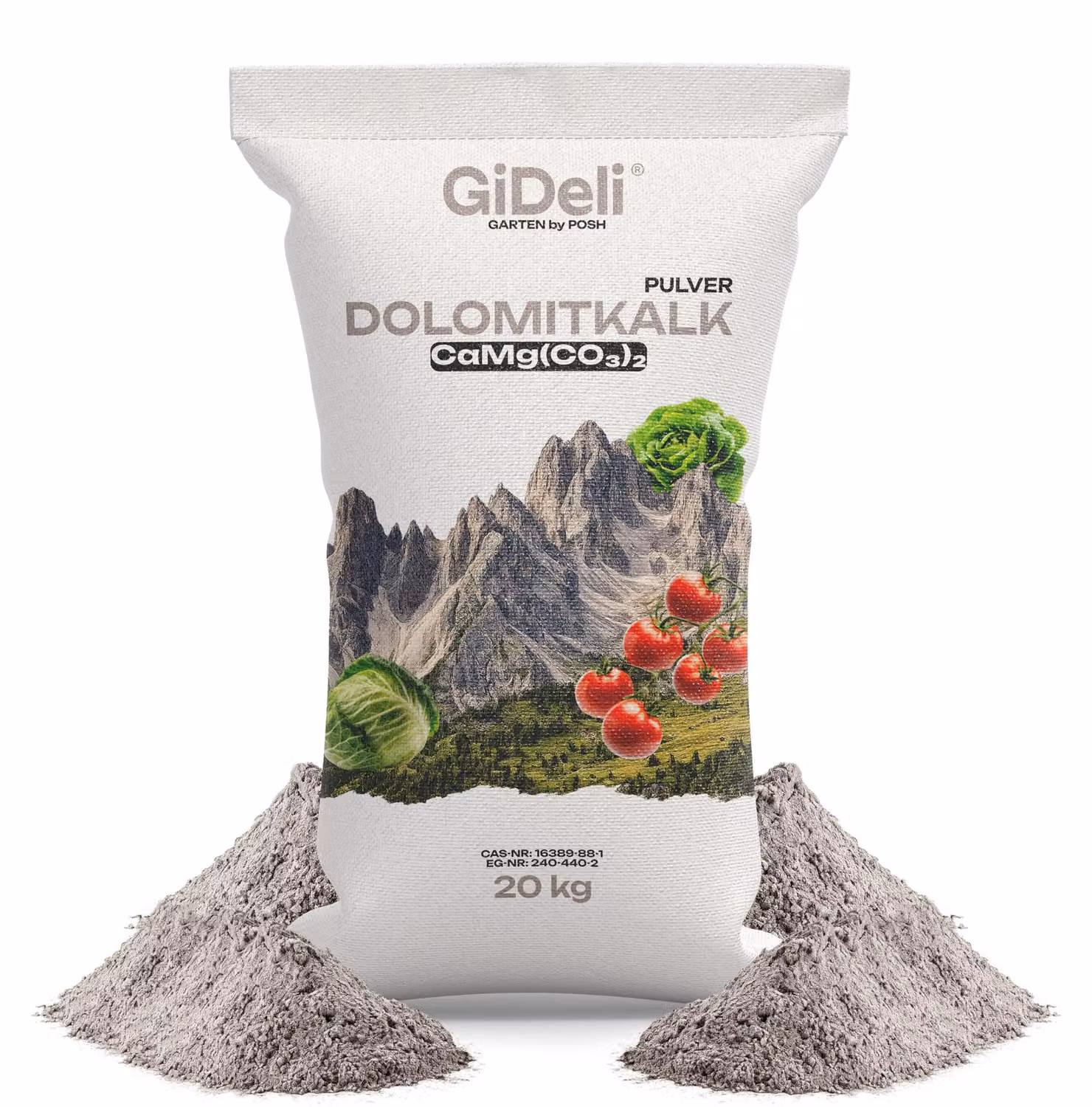 Calcare dolomitico 20 kg Calcare per prati Antimuschio Calcare da giardino Magnesio Calcio pH GiDeli