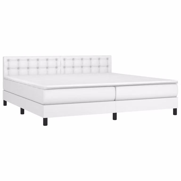 Giroletto a Molle con Materasso Bianco 200x200cm in Pelle finta