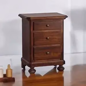 Comodino in legno massiccio KIVIO colore marrone stile classico – 2