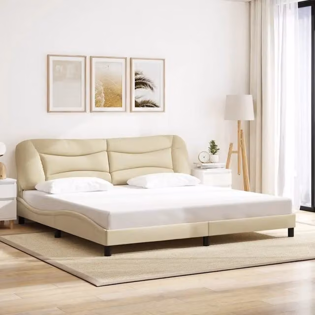 Giroletto senza materasso Hvar vidaXL in tessuto beige L/P/H: 200 x 200 x 218 cm