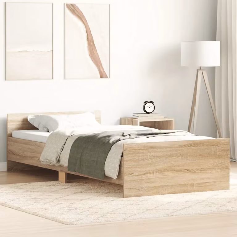 Giroletto senza materasso vidaXL in legno e MDF color rovere sonoma, dimensioni 90 x 190 cm
