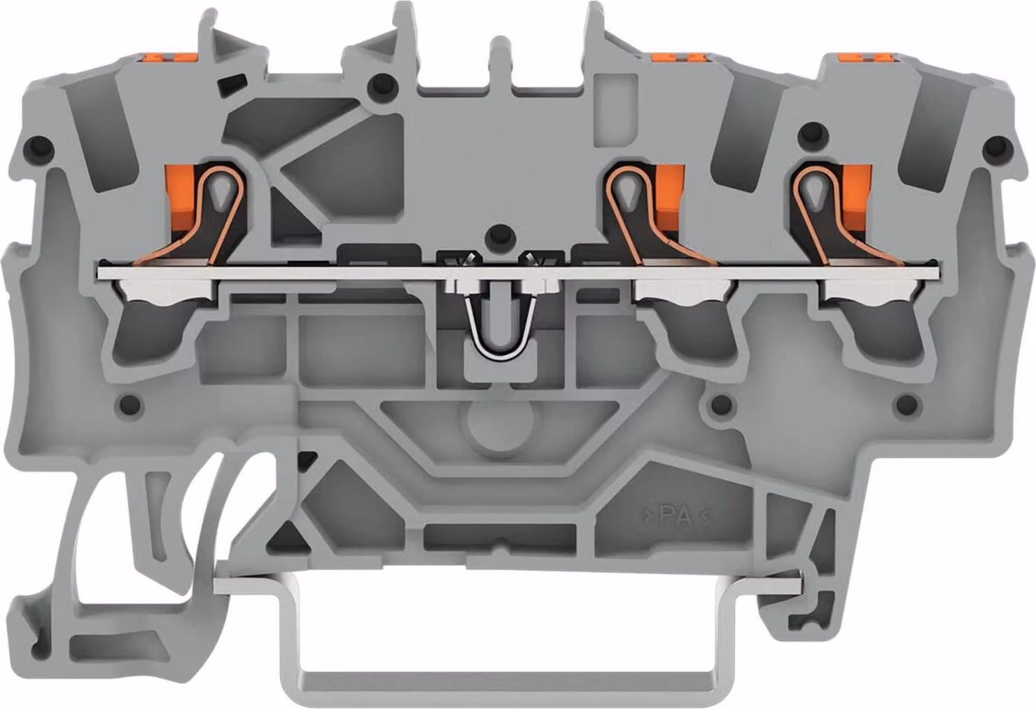 Morsetto passante Wago a 3 conduttori con pulsante 1,5 mm², grigio, 1 pz.