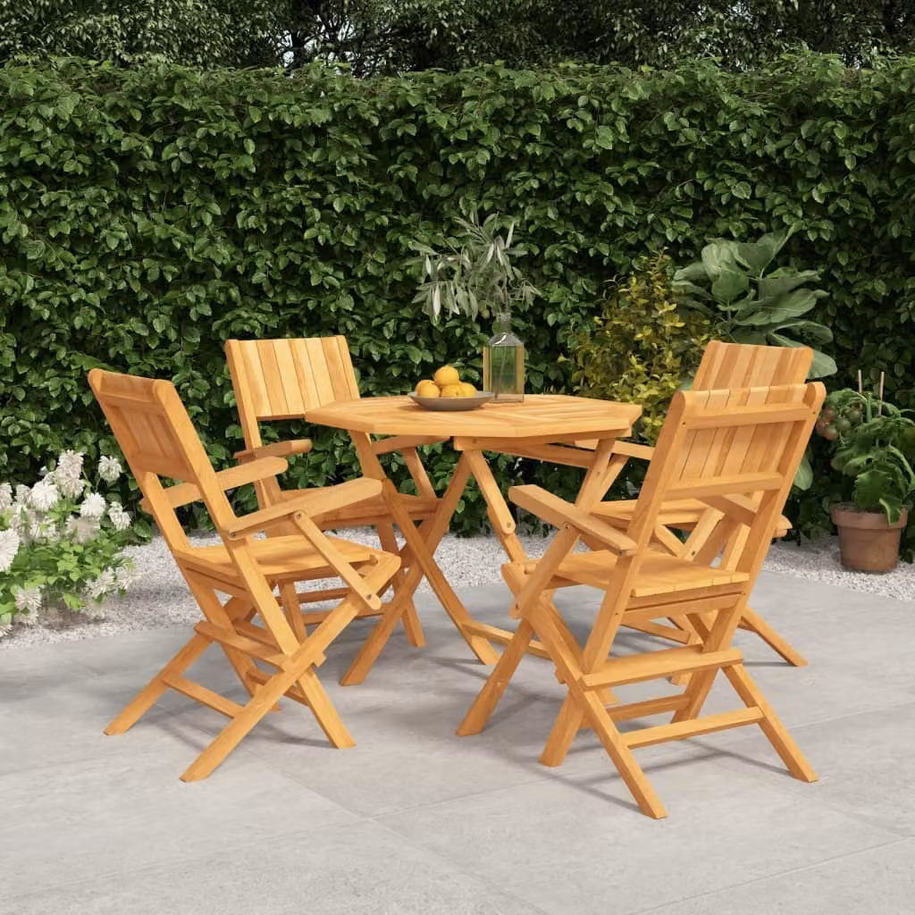 The Living Store 5 pezzi. Set da pranzo da giardino in legno massiccio teak