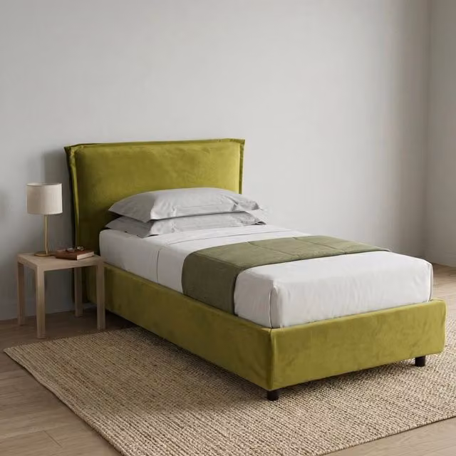 Letto Singolo Bruino DMORA con Cassetti, Verde e Nero, L/P/H: 80 x 200 cm