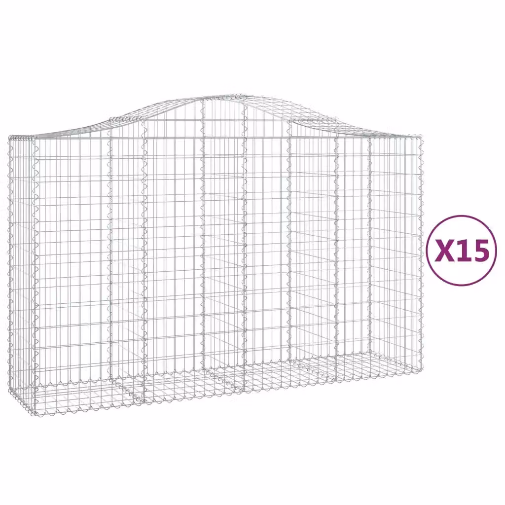Set di 15 Cesti Gabbioni ad Arco Videx in Acciaio Zincato Colore Argento L: 200 cm, P: 50 cm, H: 120/140 cm – 2