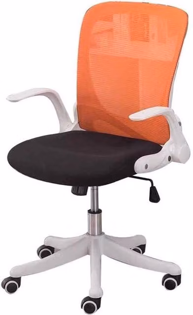 Sedia Ergonomica da Ufficio Moderna con Schienale e Braccioli Pieghevoli in Tessuto Respirante Arancione