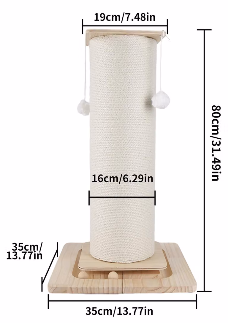 Albero per gatti - Struttura verticale per graffiare - Altezza 80 cm - Legno - Base ampia e stabile - A un livello