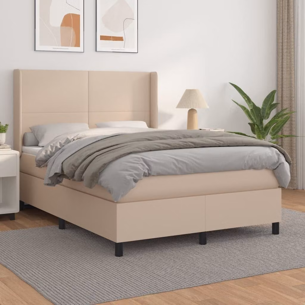 Maison Exclusive - Giroletto a Molle con Materasso Cappuccino 140x190cm Pelle finta