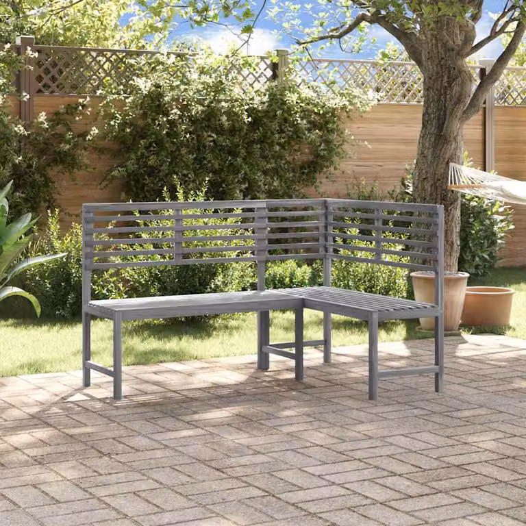 vidaXL Panca da Giardino ad Angolo in Legno di Acacia Grigio