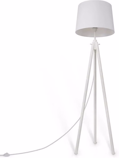Piantana Contemporanea Calvin Metallo Bianco 1 Luce Con Diffusore In Tessuto