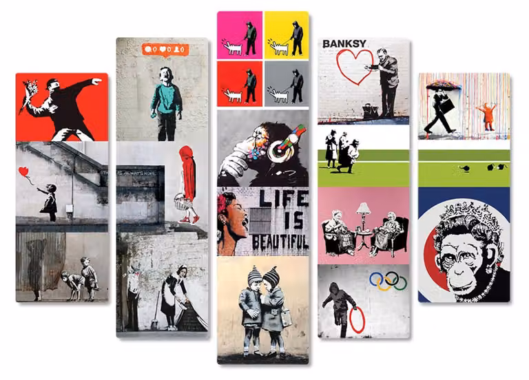 Banksy - Banksy Collage - 140L x 100l cm - Legno Mdf