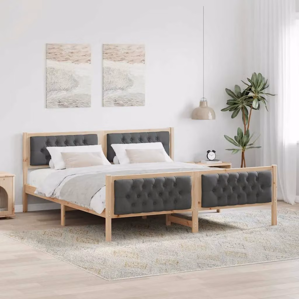 Struttura del letto vidaXL in pino massello, Grigio scuro, L/P: 180 x 200 cm – 1