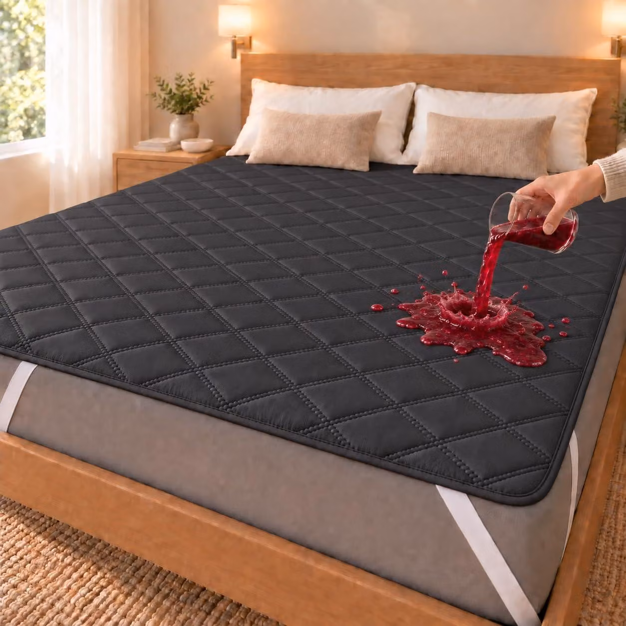 Coprimaterasso impermeabile, 160x200 cm, grigio scuro, traspirante
