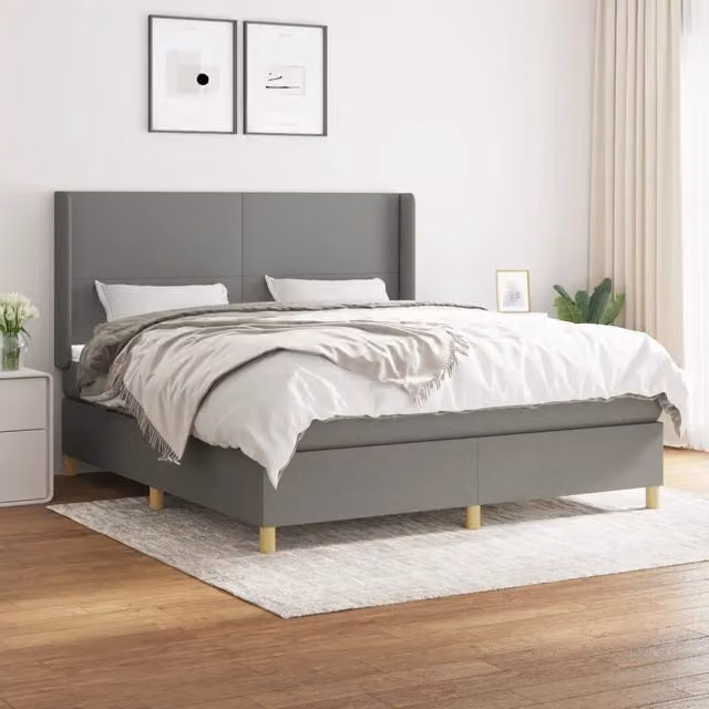 Letto Ibrido con Giroletto a Molle e Materasso vidaXL in Grigio e Bianco L/P: 160 x 200 cm – 1