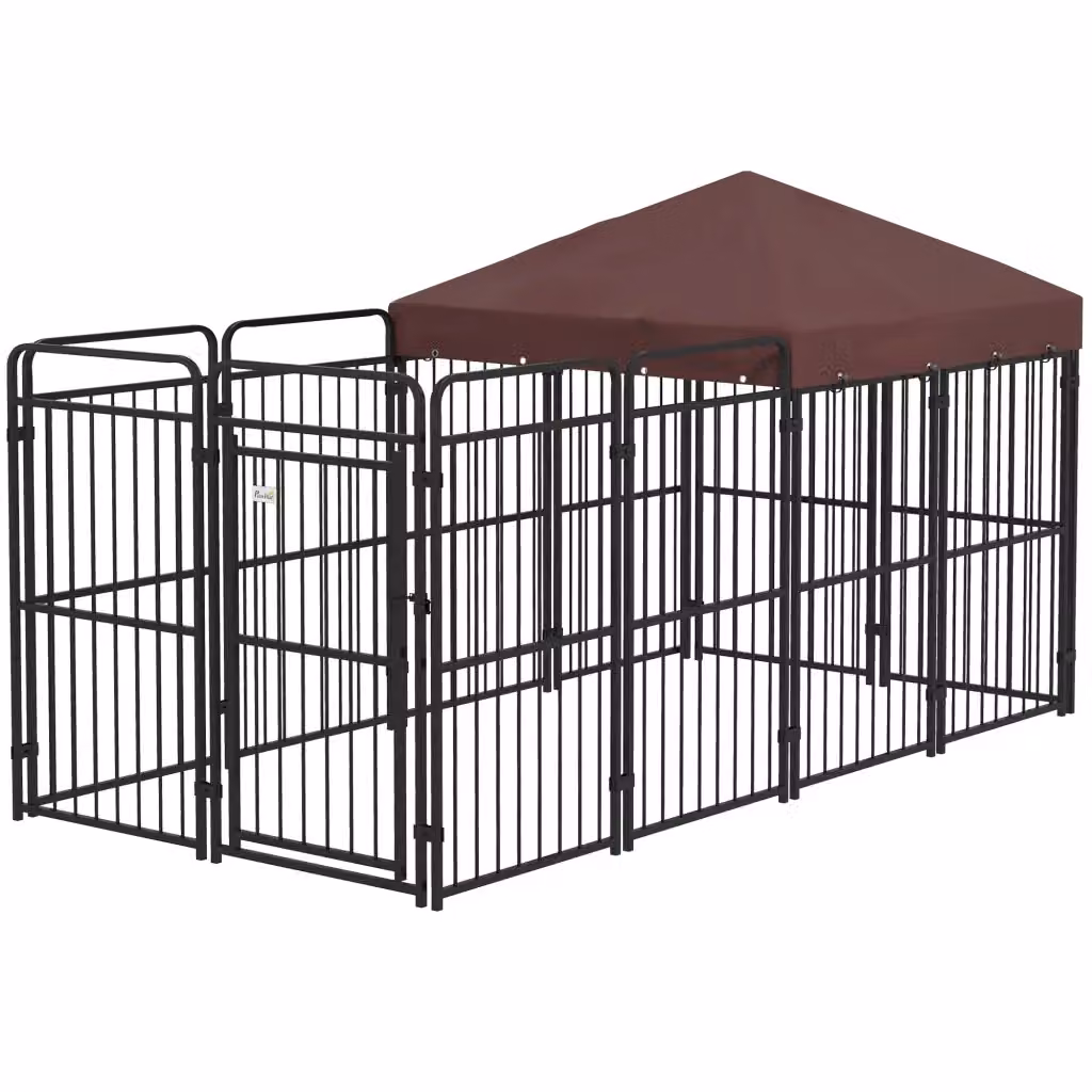 Recinto per cani da esterno XYLO in metallo marrone con tetto L 282 cm x P 141 cm x H 160.5 cm – 2