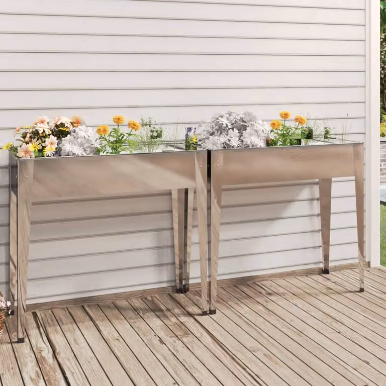 Set di 2 fioriere da giardino vidaXL in acciaio zincato color argento