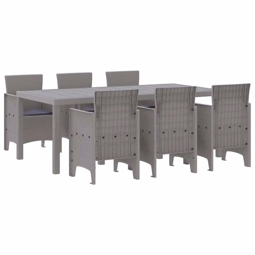 Set da pranzo per giardino e terrazza vidaXL in 7 pezzi grigio moderno in polipropilene – 2