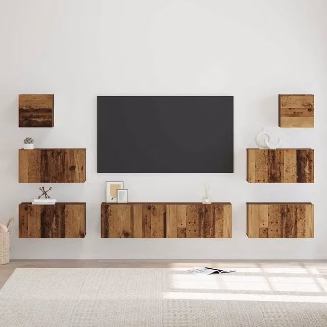 Set mobile TV 8 pz-Set di 8 Credenza per TV Legno vecchio Legno multistrato 836969