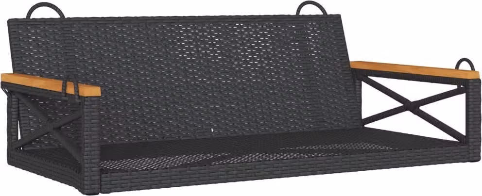 Panchina a Dondolo Nera 109x62x40 cm in Polyrattan