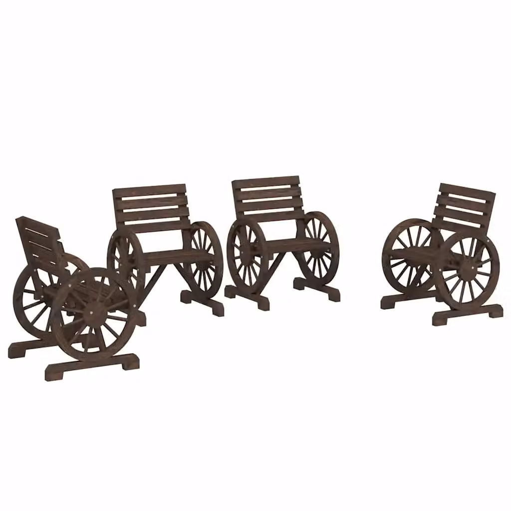 Set di 4 sedie da giardino vidaXL in legno massello di abete marrone con braccioli – 2