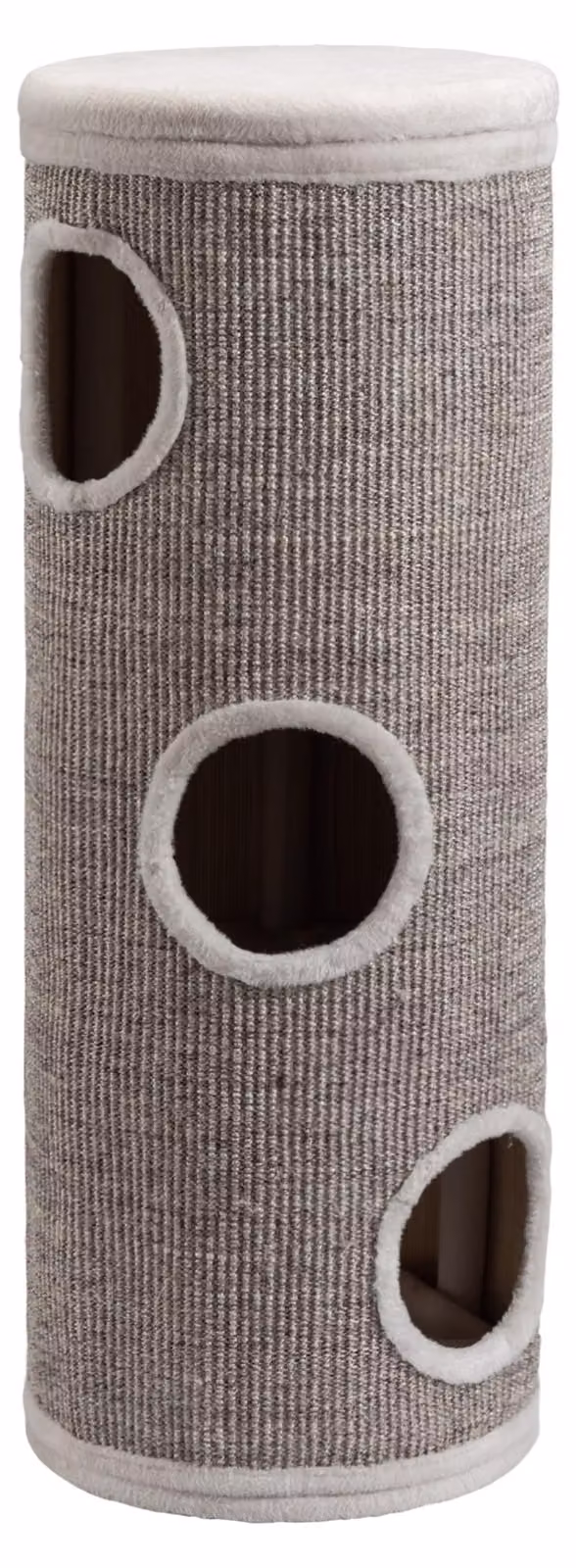 Casetta per gatti "Fudajo Forest" in legno, color crema e con diverse tonalità, altezza 106 cm, diametro 40 cm, inclusa imbottitura, con 3 ingressi