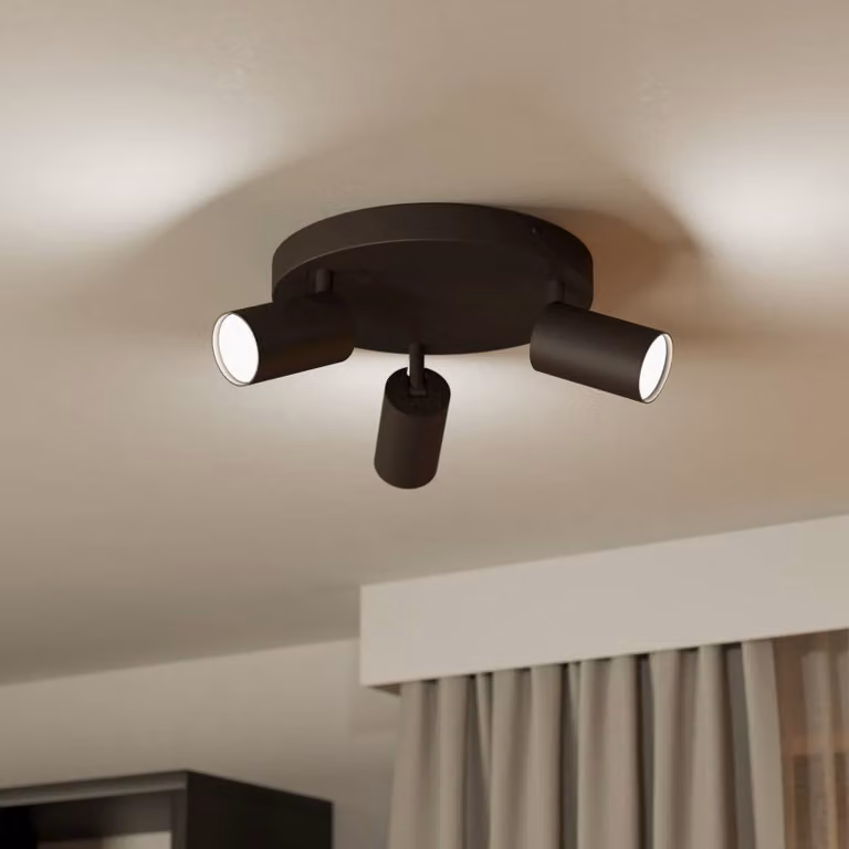 EGLO connect Telimbela-Z spot soffitto 3 luci nero Telimbela-Z, dimmerabile, Nero, Soggiorno / Sala da pranzo, Metallo, Moderno