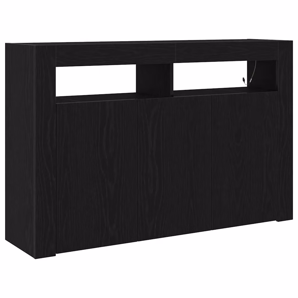 Credenza moderna vidaXL in legno MDF color rovere nero con illuminazione integrata L/P/H: 116 x 30 x 75 cm – 2