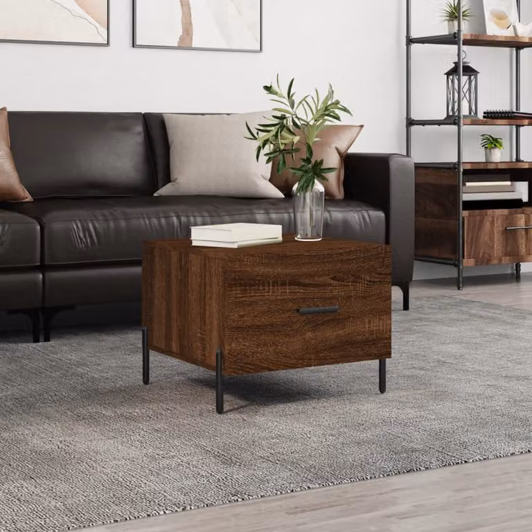 vidaXL Tavolino da Salotto Quadrato in Legno Rovere Marrone L/P/H: 50 x 50 x 40 cm