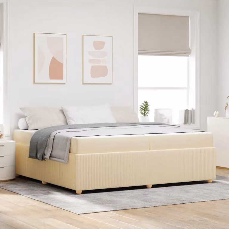 Struttura del letto imbottita vidaXL in tessuto beige L/P: 200 x 200 cm